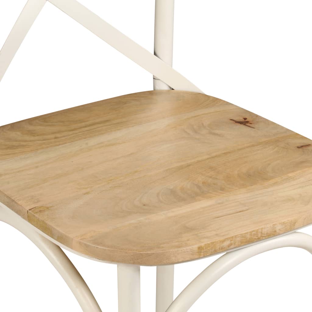 Chaises à dossier croisé lot de 2 blanc bois de manguier solide Chaises de cuisine vidaXL