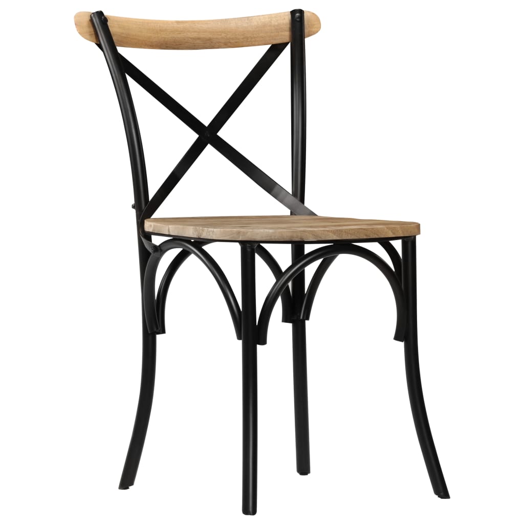 Chaises à dossier croisé lot de 2 noir bois de manguier solide Chaises de cuisine vidaXL