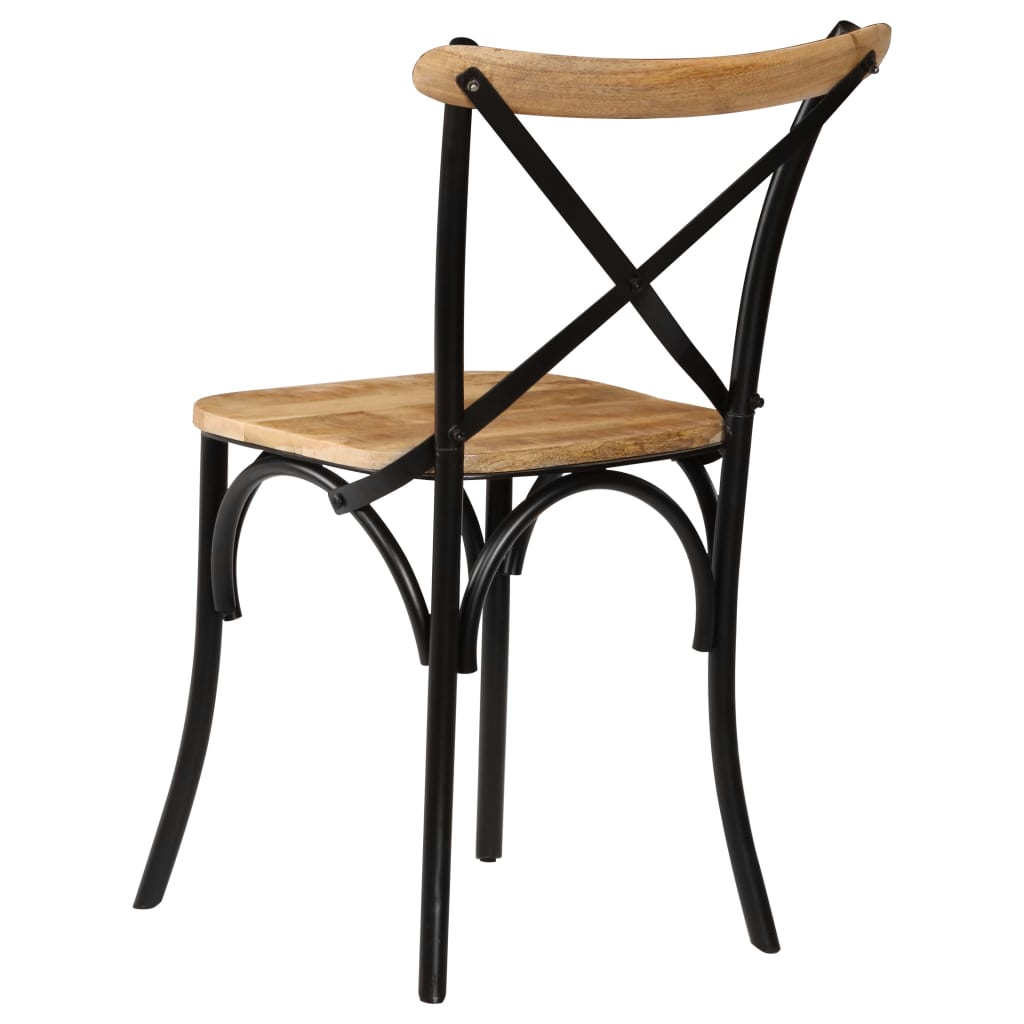 Chaises à dossier croisé lot de 2 noir bois de manguier solide Chaises de cuisine vidaXL