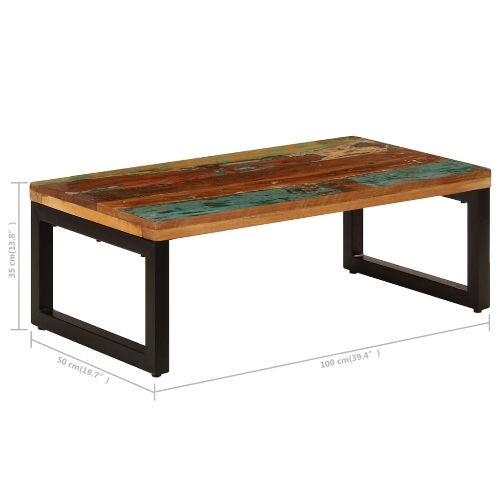 Table basse 100x50x35 cm Bois de récupération solide et acier Tables basses vidaXL