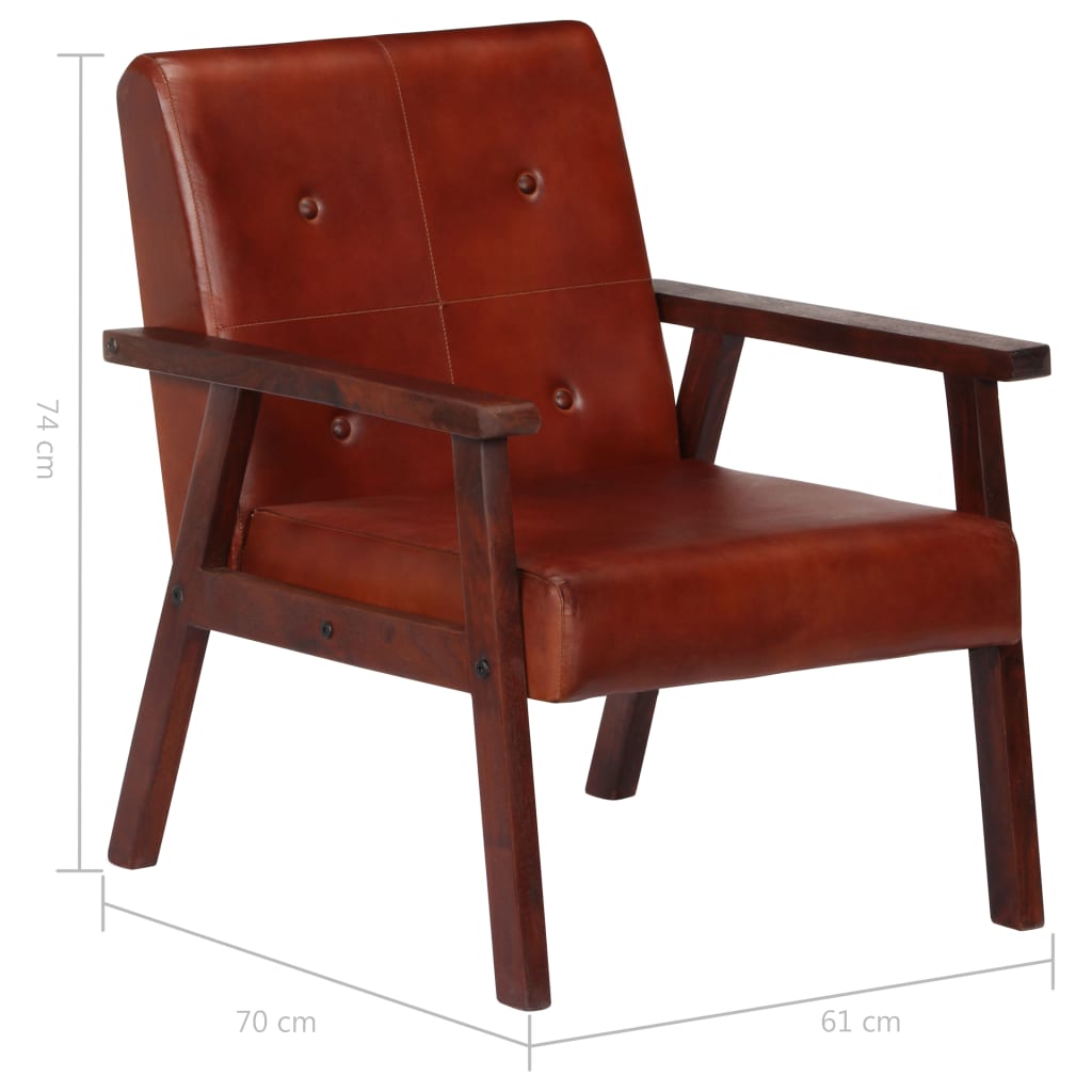 Fauteuil marron cuir véritable - Xios Store SNC