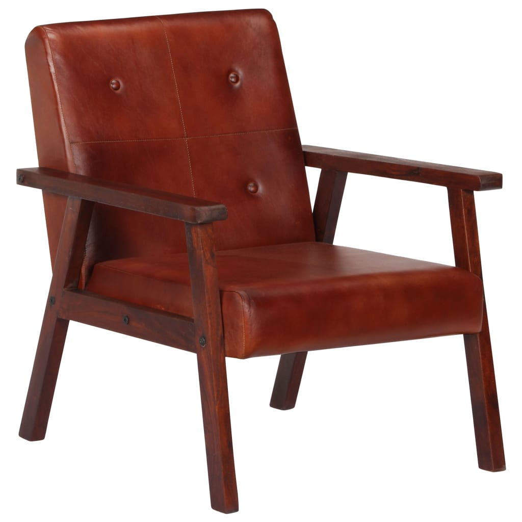 Fauteuil marron cuir véritable - Xios Store SNC