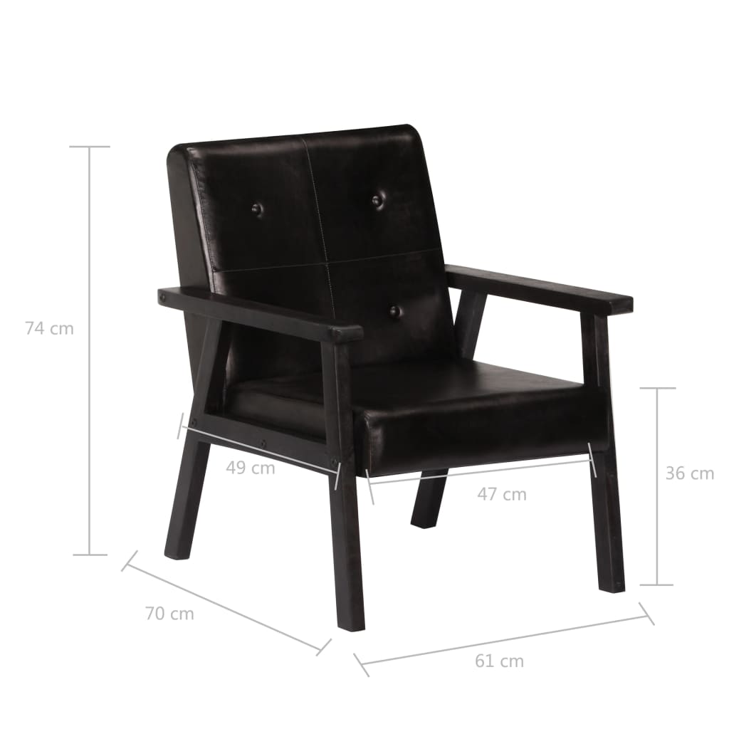 Fauteuil noir cuir véritable Fauteuils vidaXL   