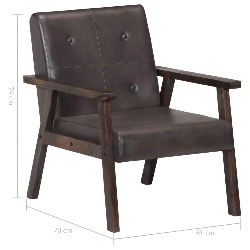 Fauteuil gris cuir véritable Fauteuils vidaXL   