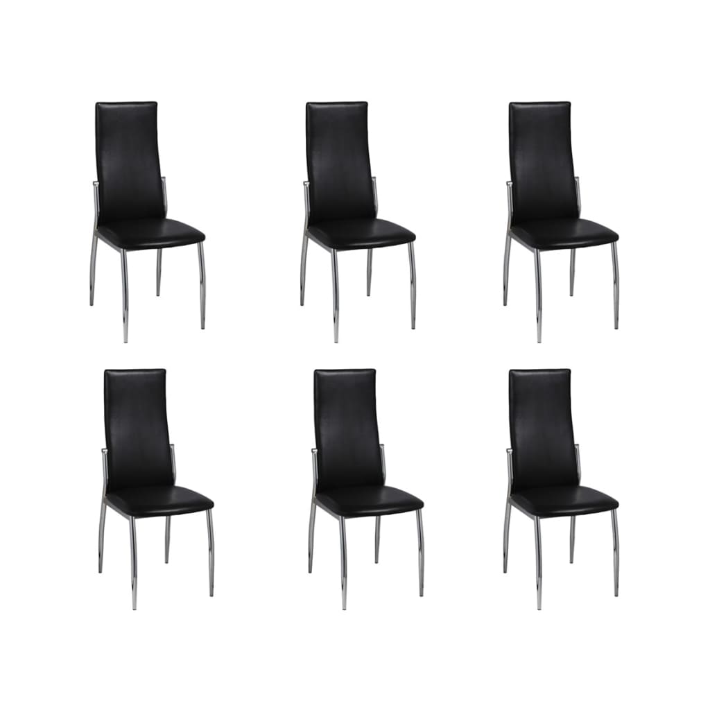 Chaises à manger lot de 6 noir similicuir Chaises de cuisine vidaXL   