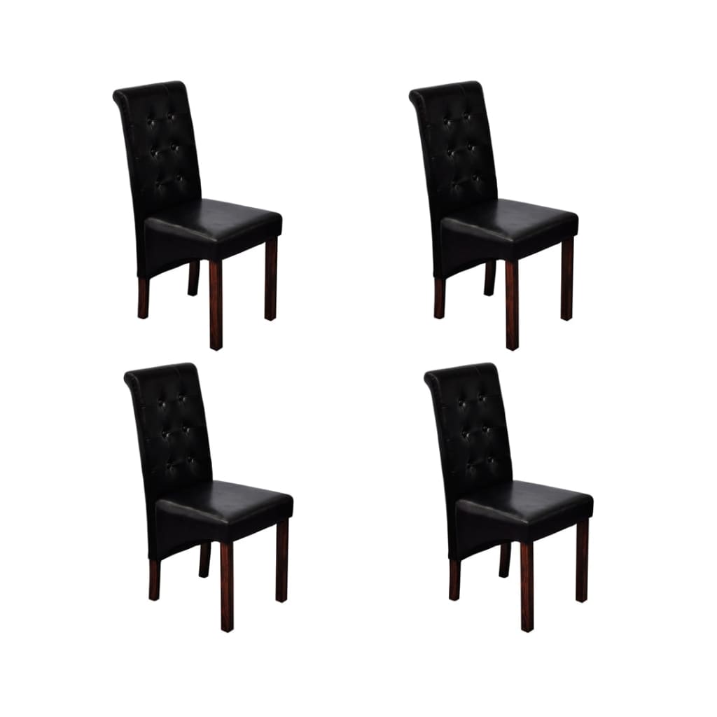 Chaises à manger lot de 4 noir similicuir Chaises de cuisine vidaXL   