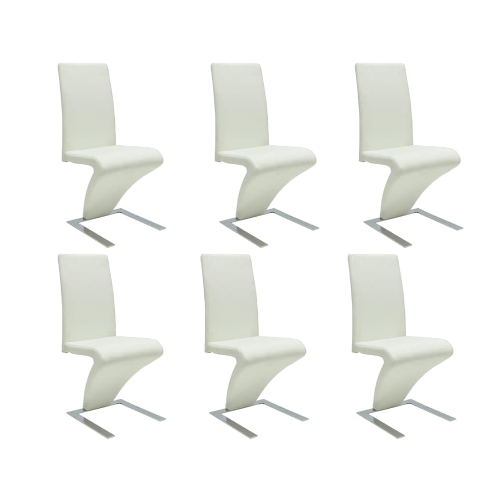 Chaises à manger lot de 6 blanc similicuir Chaises de cuisine vidaXL   