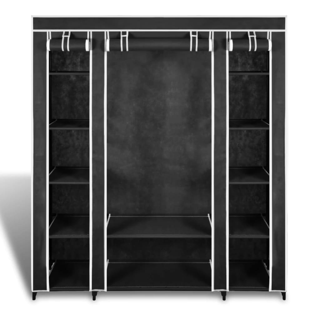 Armoire avec compartiments et tiges 45 x 150 x 176 cm Noir Armoires vidaXL   