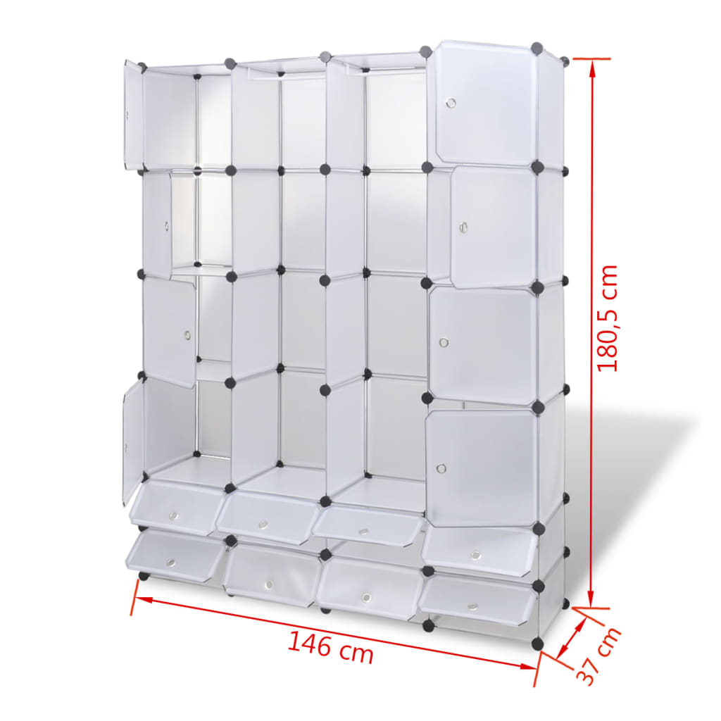 Cabinet modulable avec 18 compartiments blanc 37x146x180,5 cm Armoires vidaXL   