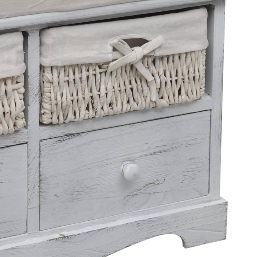 Banc de rangement Blanc 62x33x42 cm Bois de paulownia Bancs coffres vidaXL   