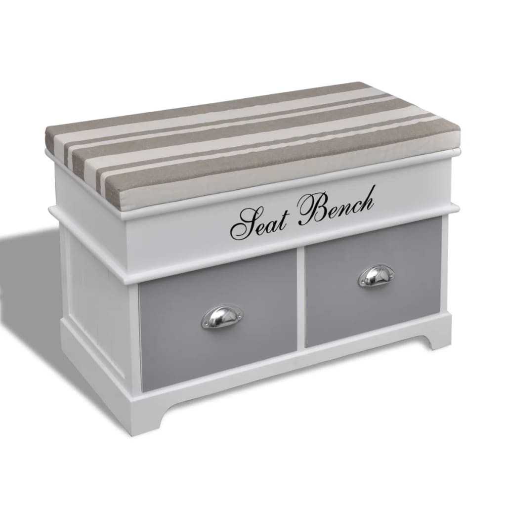 Banc d'entrée et de rangement avec coussin gris 2 tiroirs Blanc Bancs coffres vidaXL   