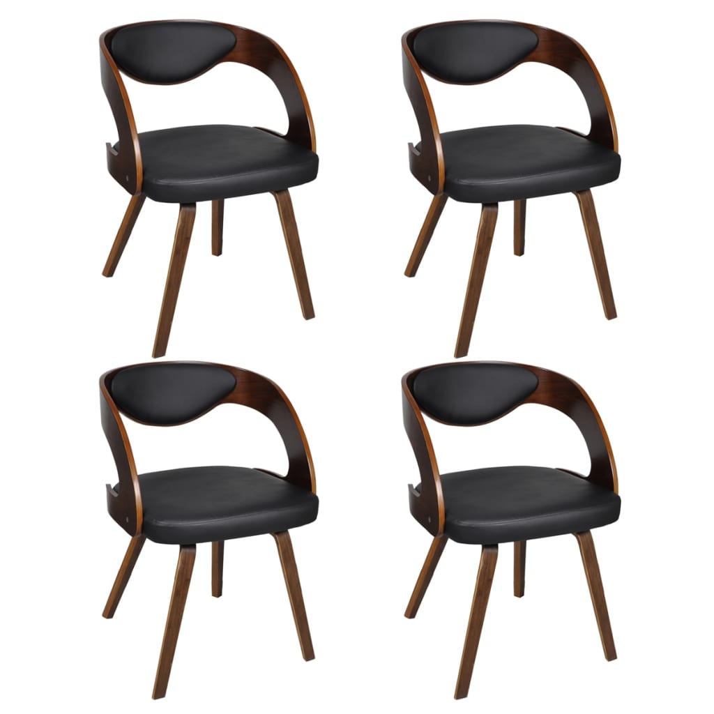 Chaises à manger lot de 4 marron bois courbé et similicuir Chaises de cuisine vidaXL   