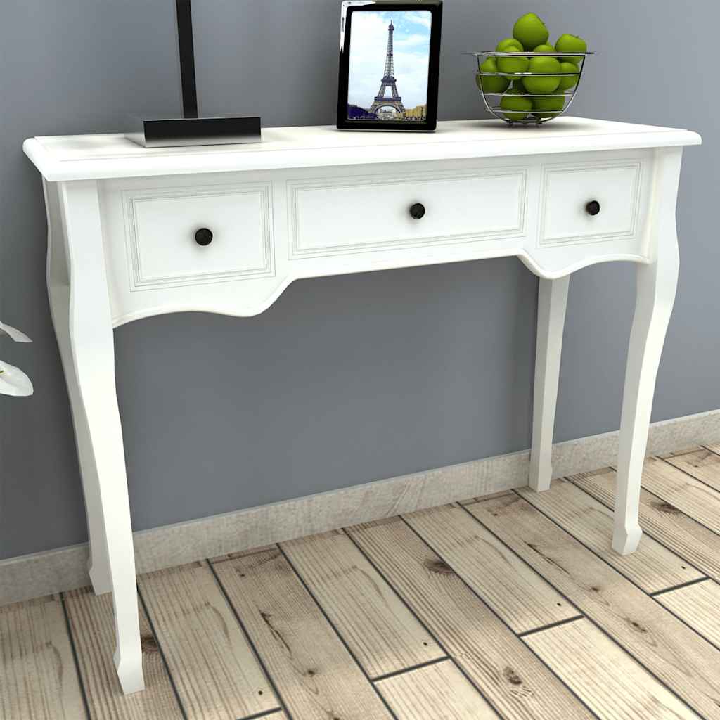 Table de console et coiffeuse avec 3 tiroirs Blanc Tables d'appoint vidaXL   