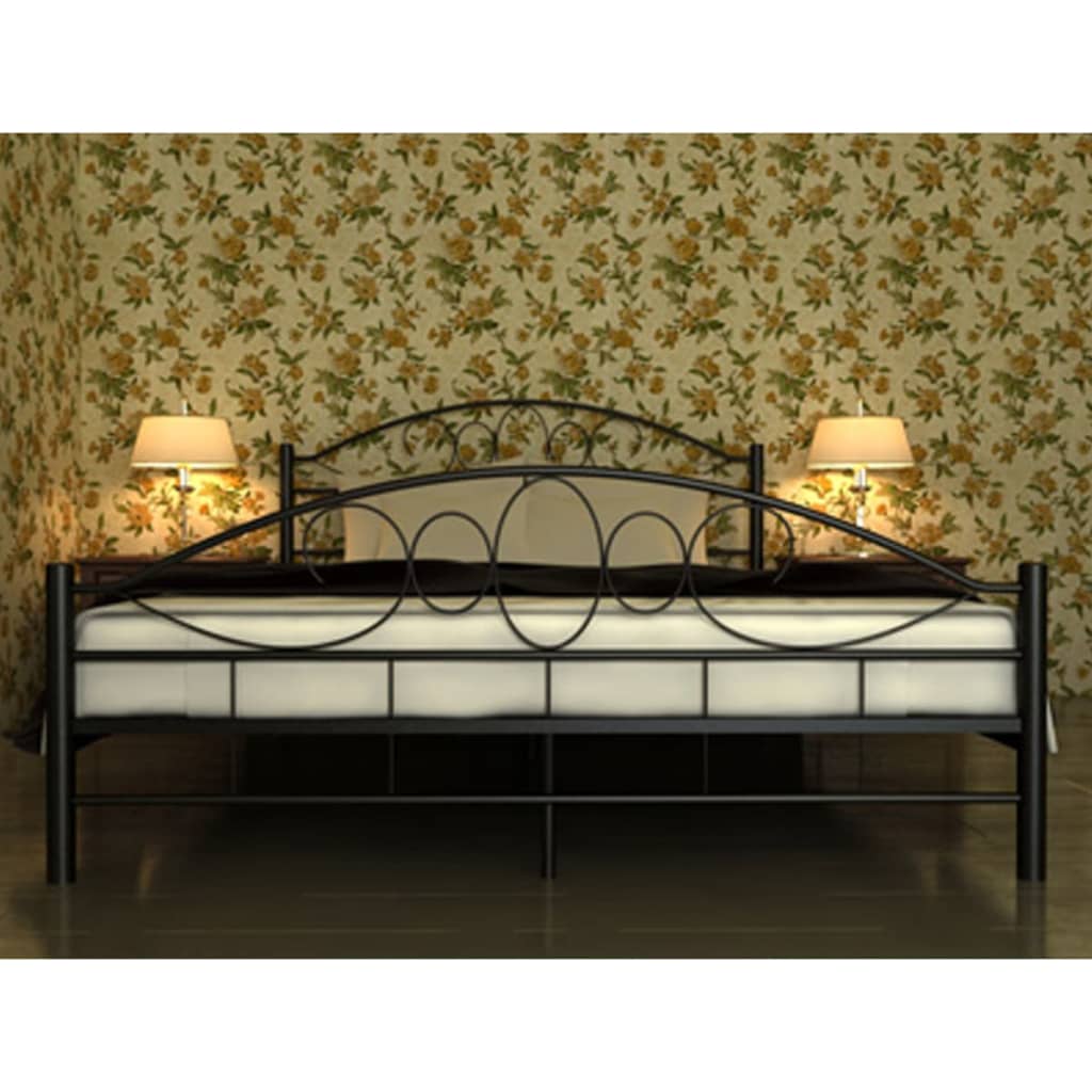 Lit avec matelas Noir Métal 180 x 200 cm Lits & cadres de lit vidaXL   