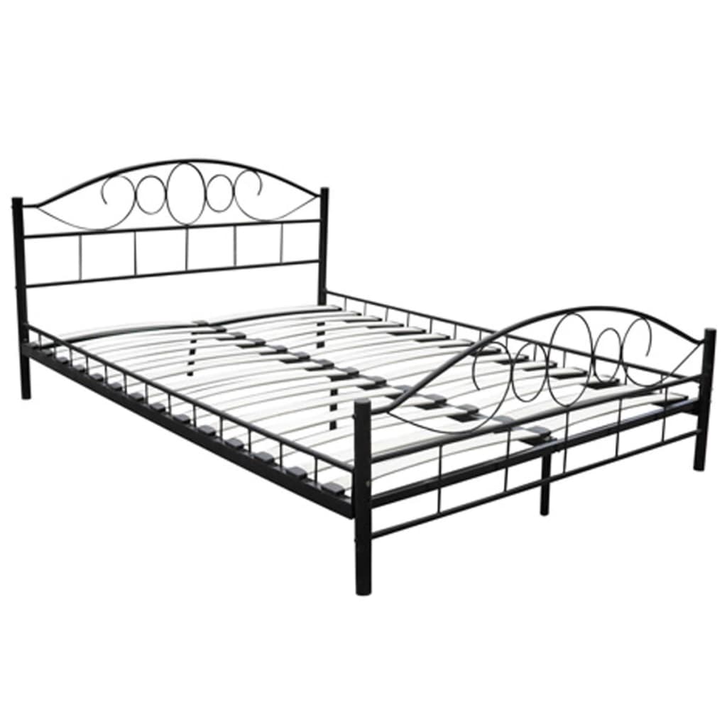 Lit avec matelas Noir Métal 180 x 200 cm Lits & cadres de lit vidaXL   