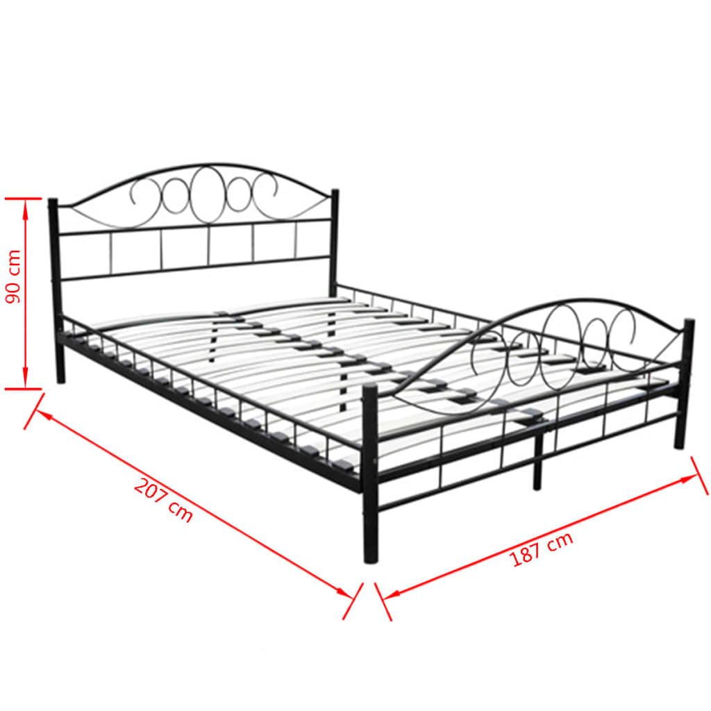 Lit avec matelas Noir Métal 180 x 200 cm Lits & cadres de lit vidaXL   