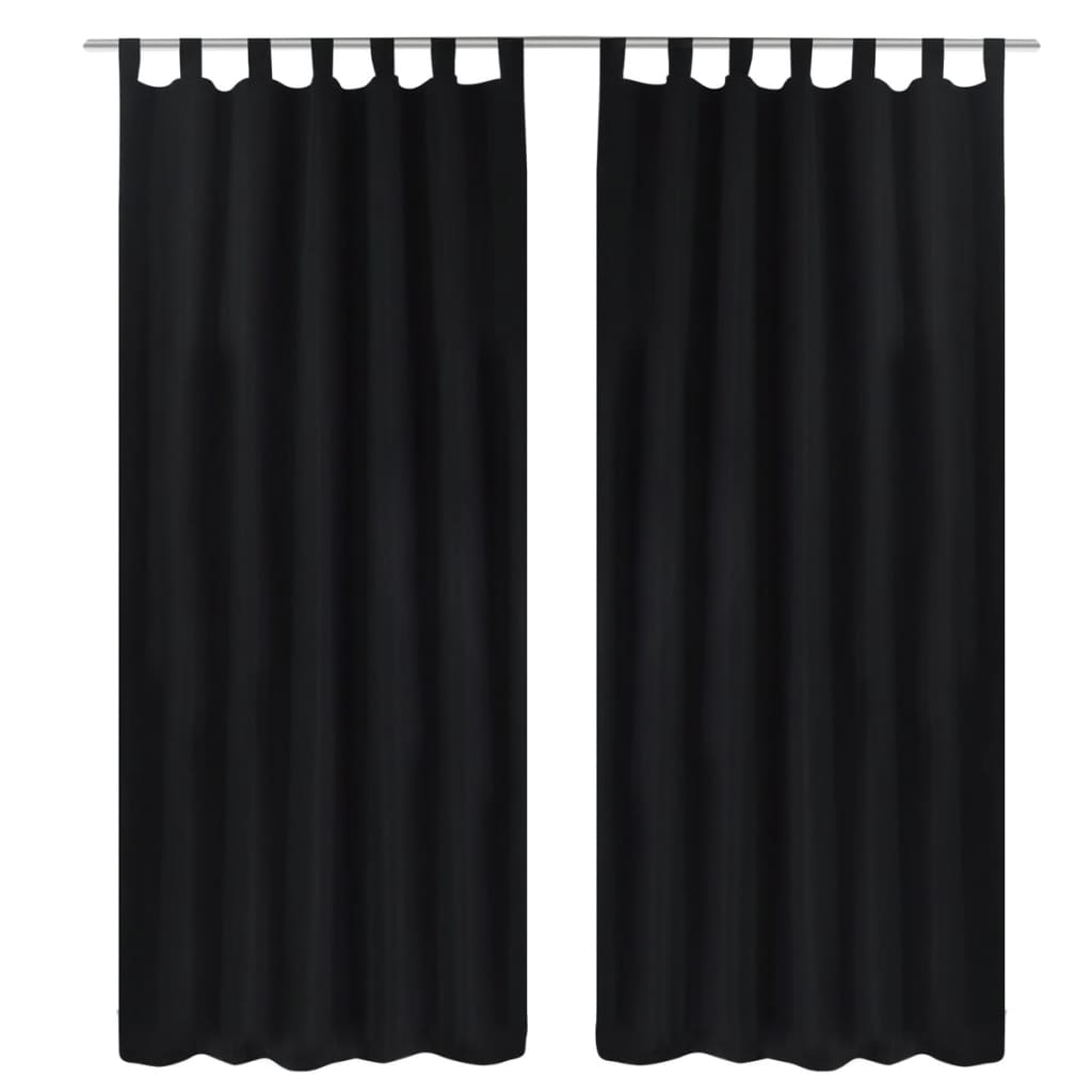 2 pcs Rideau à Passant Micro Satin Noir 140 x 175 cm - Xios Store SNC