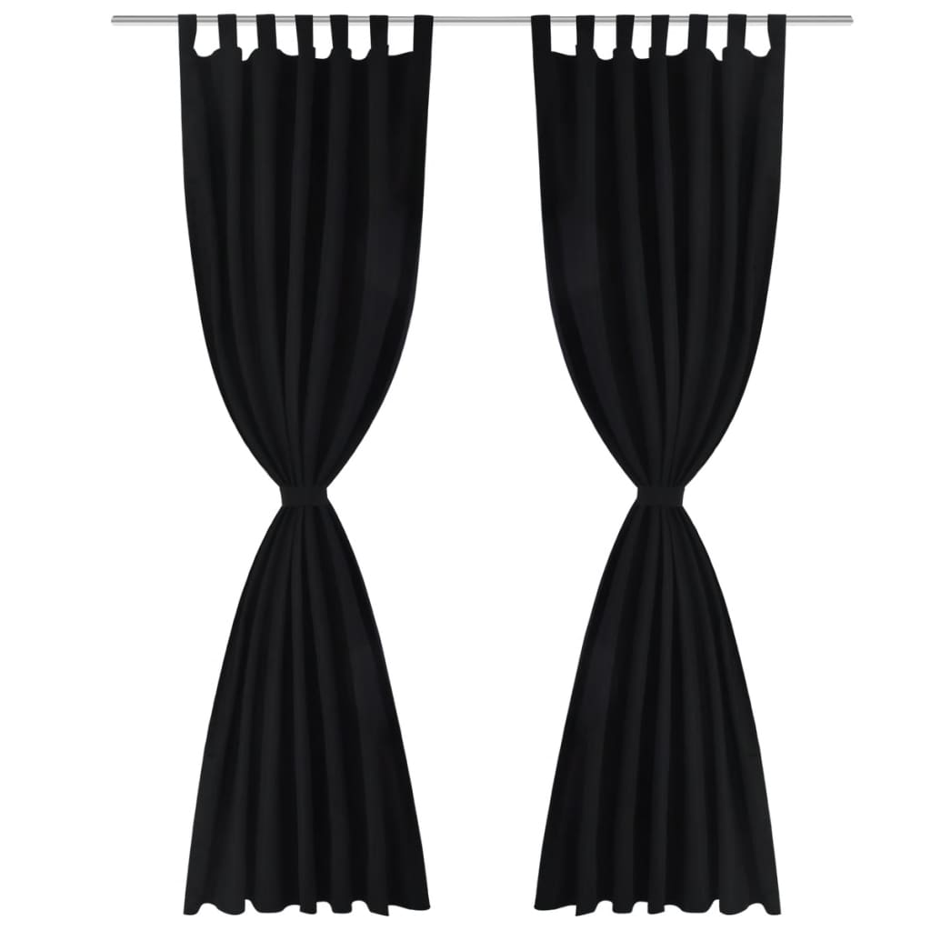 2 pcs Rideau à Passant Micro Satin Noir 140 x 175 cm - Xios Store SNC