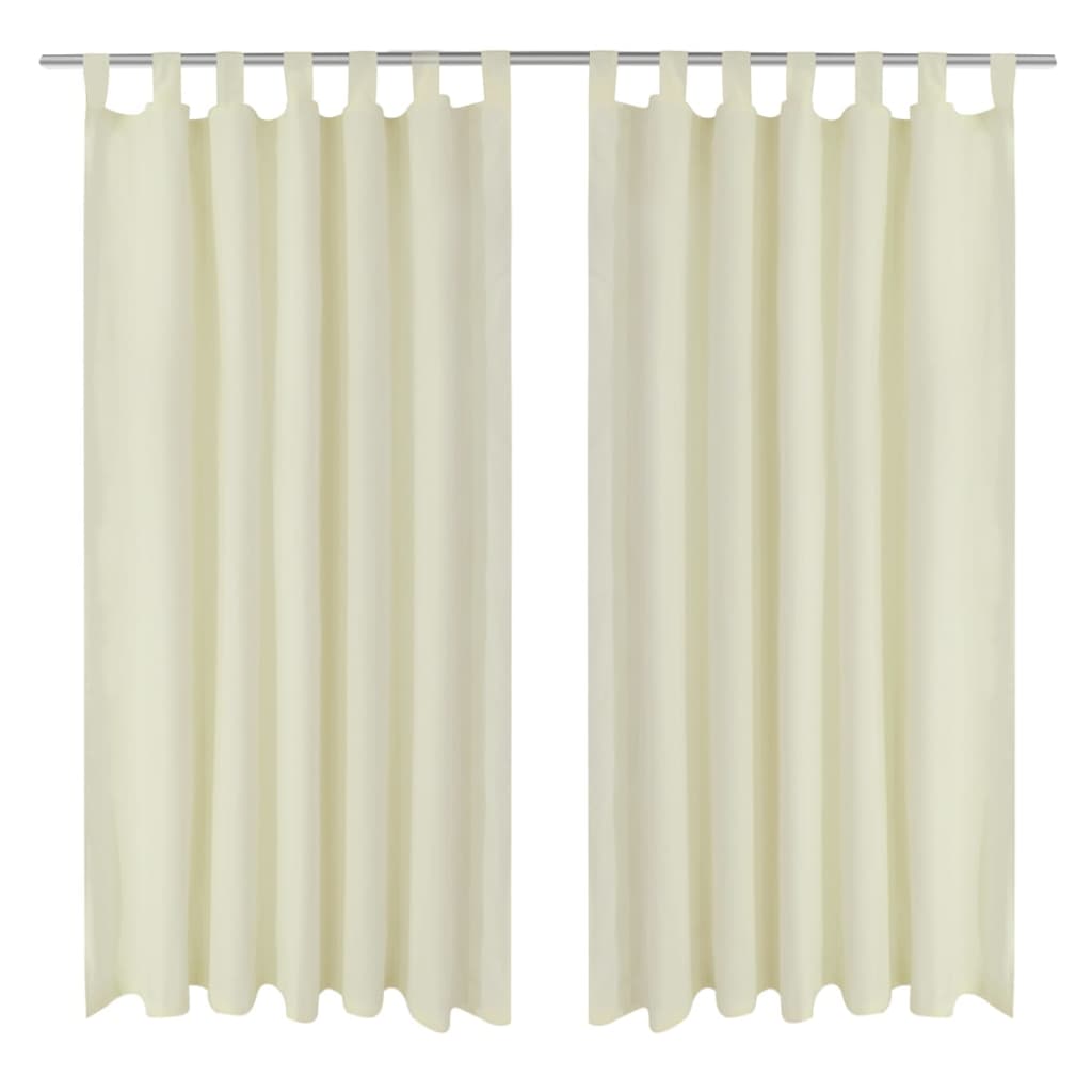 2 pcs Rideau à Passant Micro Satin Crème 140 x 175 cm