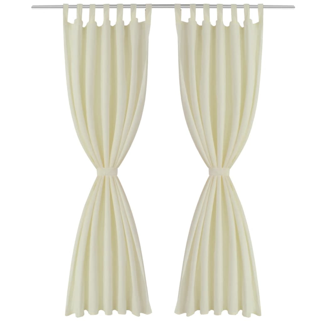 2 pcs Rideau à Passant Micro Satin Crème 140 x 175 cm