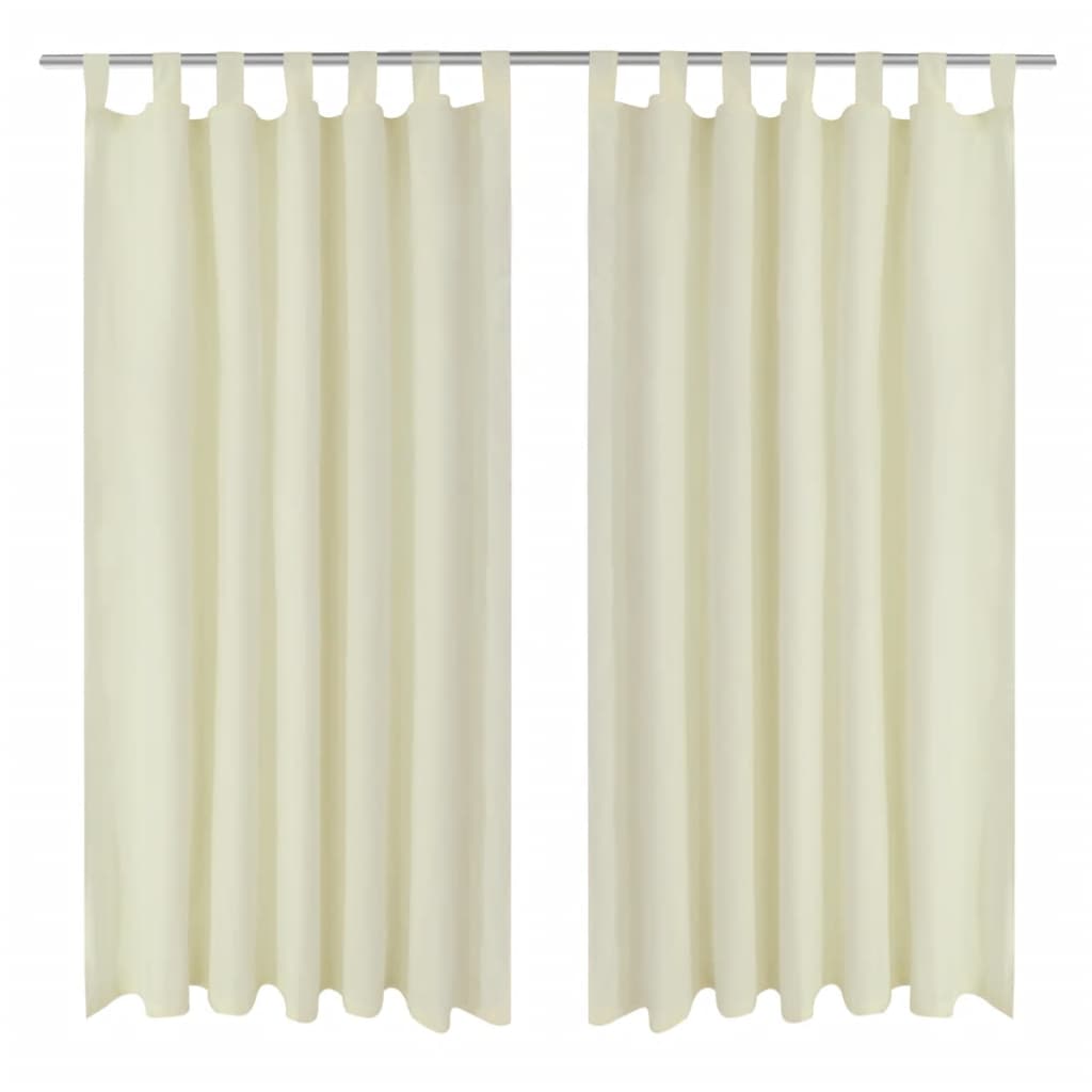 2 pcs Rideau à Passant Micro Satin Crème 140 x 245 cm - Xios Store SNC