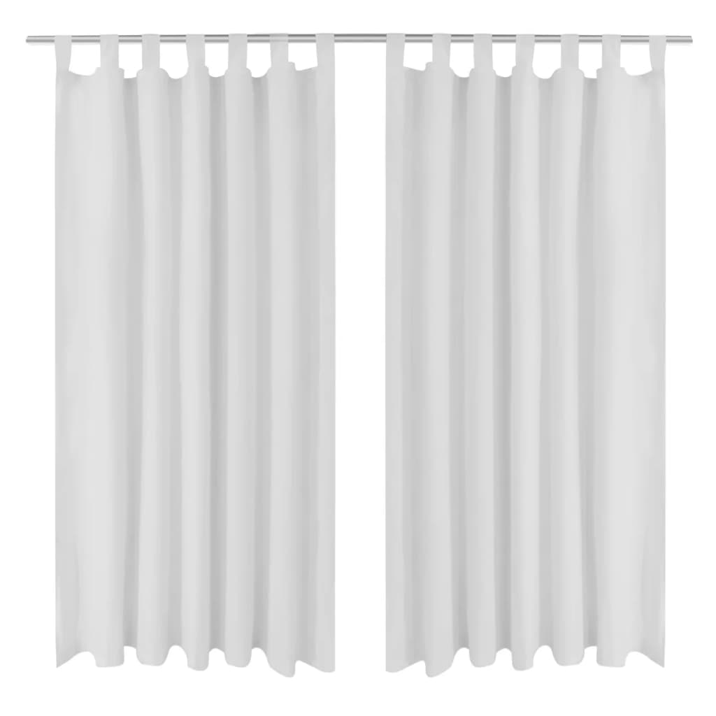 2 pcs Rideau à Passant Micro Satin Blanc 140 x 175 cm