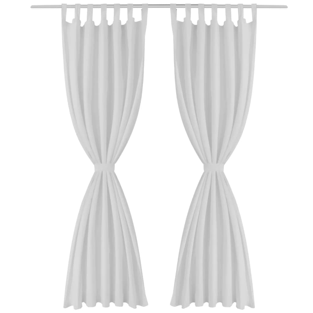 2 pcs Rideau à Passant Micro Satin Blanc 140 x 175 cm