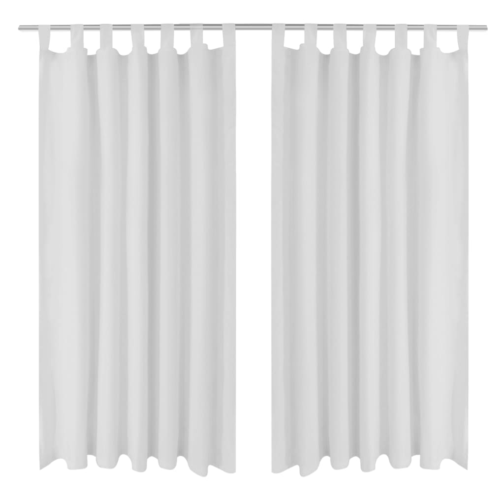 2 pcs Rideau à Passant Micro Satin Blanc 140 x 225 cm - Xios Store SNC