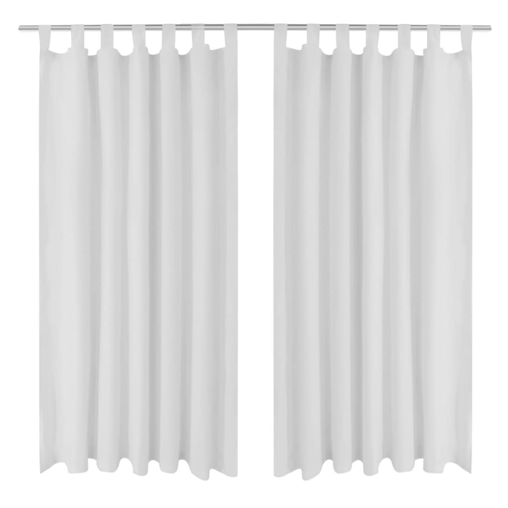 2 pcs Rideau à Passant Micro Satin Blanc 140 x 245 cm