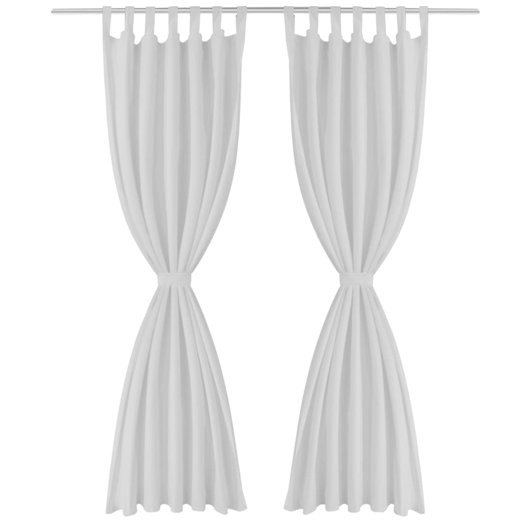 2 pcs Rideau à Passant Micro Satin Blanc 140 x 245 cm