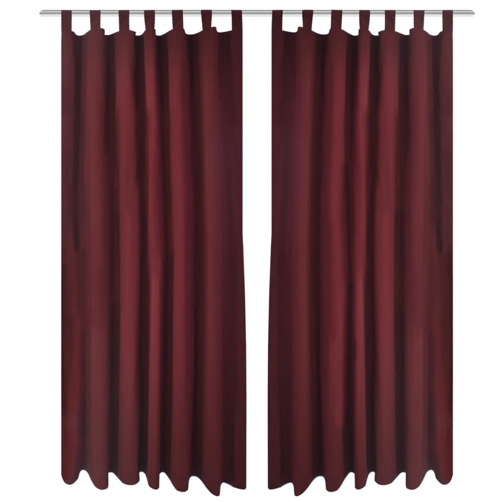 2 pcs Rideau à Passant Micro Satin Bordeaux 140 x 225 cm - Xios Store SNC