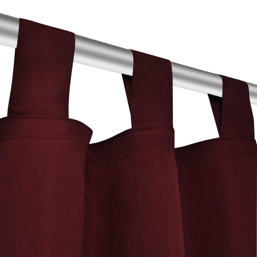 2 pcs Rideau à Passant Micro Satin Bordeaux 140 x 225 cm - Xios Store SNC