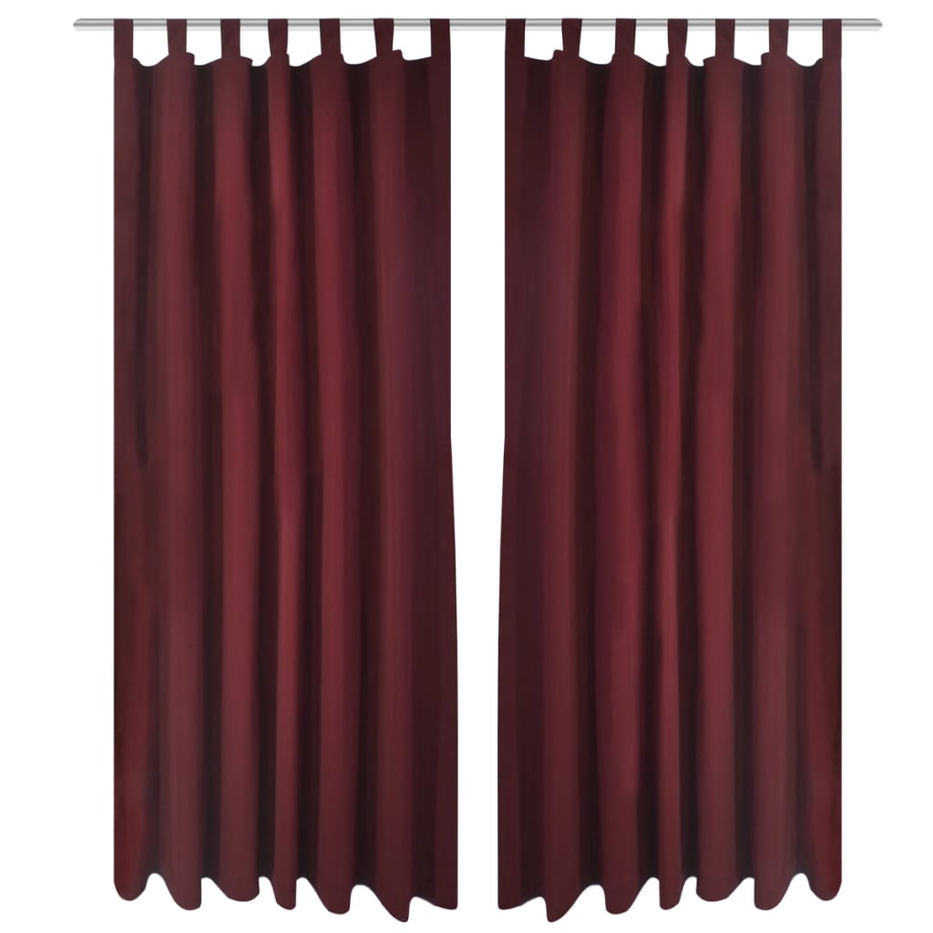 2 pcs Rideau à Passant Micro Satin Bordeaux 140 x 245 cm - Xios Store SNC