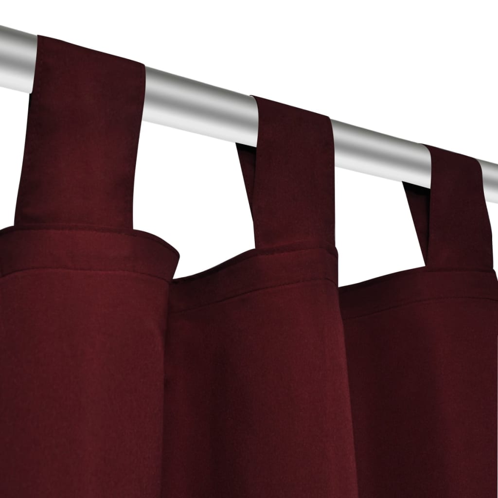 2 pcs Rideau à Passant Micro Satin Bordeaux 140 x 245 cm Rideaux vidaXL   