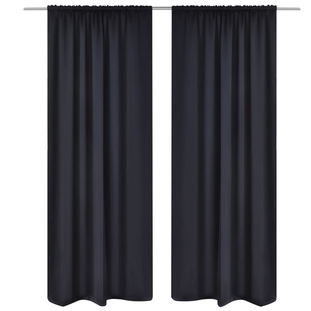 2 pcs Rideau Blackout Occultant Noir Tête à Fente 135 x 245 cm - Xios Store SNC