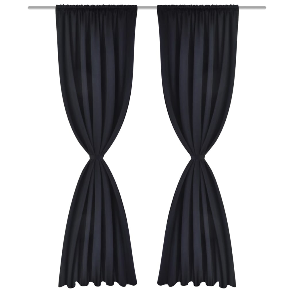 2 pcs Rideau Blackout Occultant Noir Tête à Fente 135 x 245 cm - Xios Store SNC