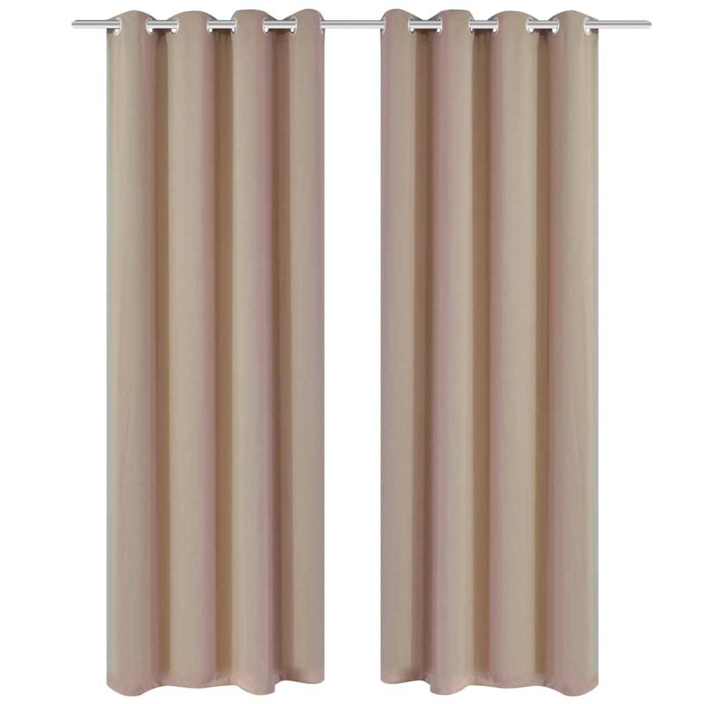 2 pcs Rideau Blackout Occultant Crème avec Œillets en métal 135x245cm - Xios Store SNC