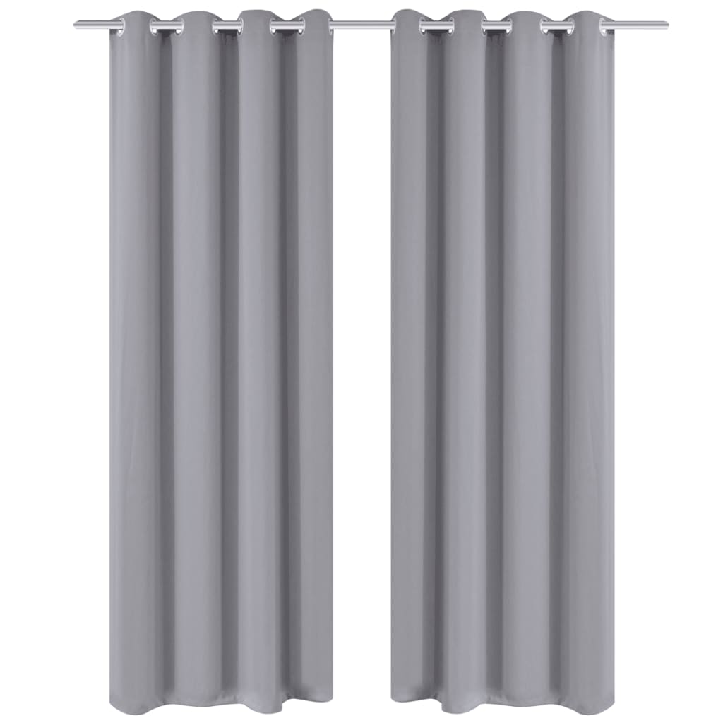 2 pcs Rideau Blackout Occultant Gris avec Œillets en métal 135x245cm - Xios Store SNC