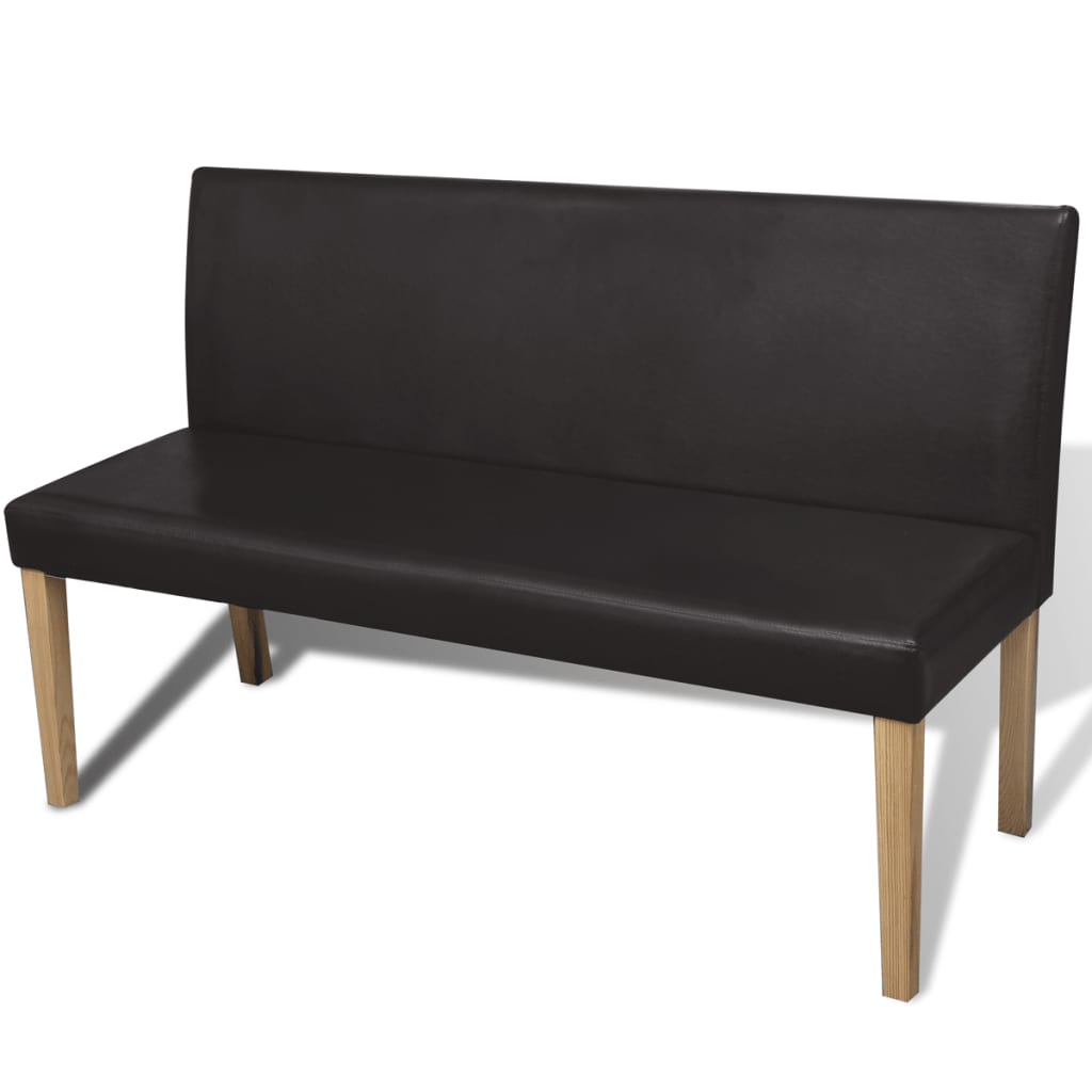 Banc 139,5 cm Marron foncé Similicuir Bancs coffres vidaXL   