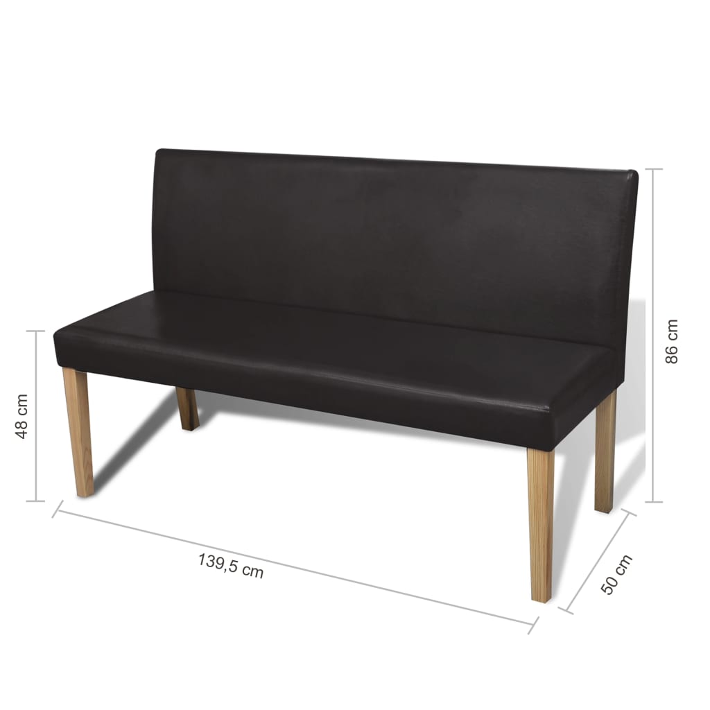 Banc 139,5 cm Marron foncé Similicuir Bancs coffres vidaXL   