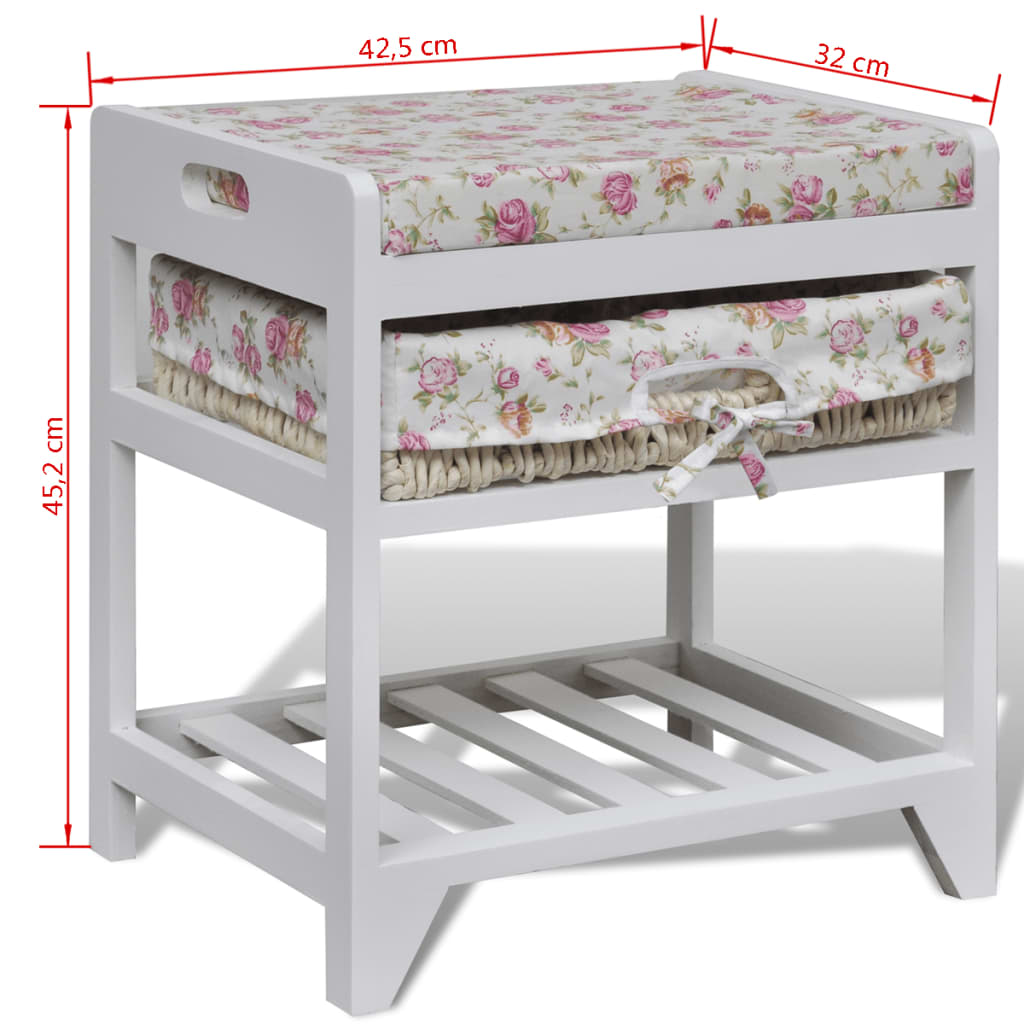 Banc de rangement avec étagère à chaussures et panier Paulownia Bancs coffres vidaXL   