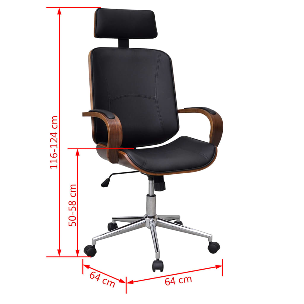 Chaise de bureau avec appuie-tête Bois cintré Similicuir - Xios Store SNC