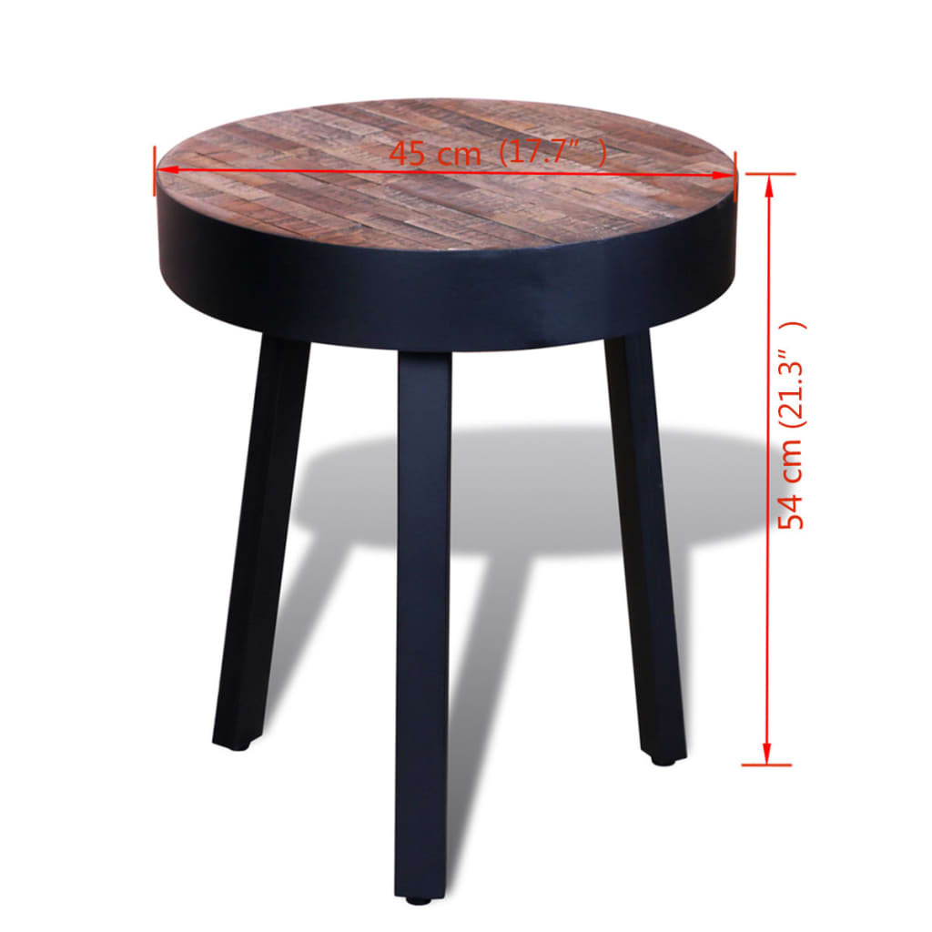 Table d'appoint ronde Bois de teck recyclé Tables d'appoint vidaXL   