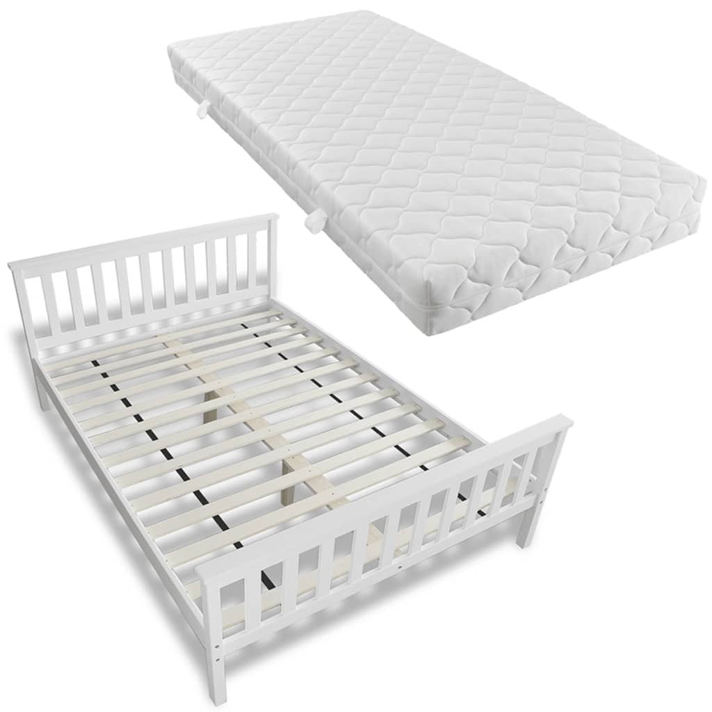 Lit avec matelas Bois de pin massif 140 x 200 cm Lits & cadres de lit vidaXL   