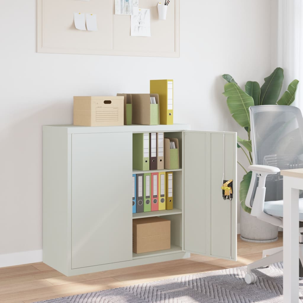 Armoire de bureau avec 2 portes Gris 90 cm Acier Classeur à tiroirs vidaXL