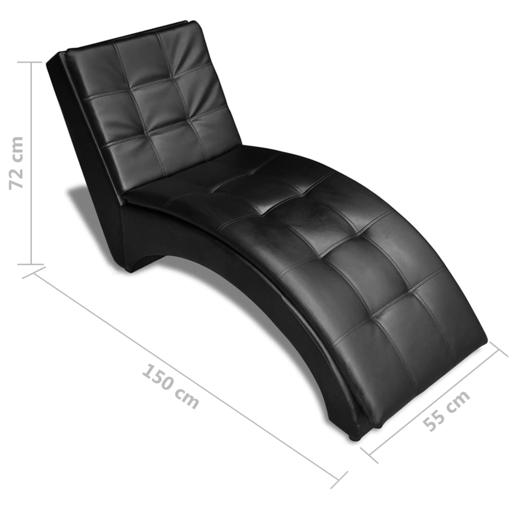 Chaise longue avec oreiller Noir Similicuir - Xios Store SNC