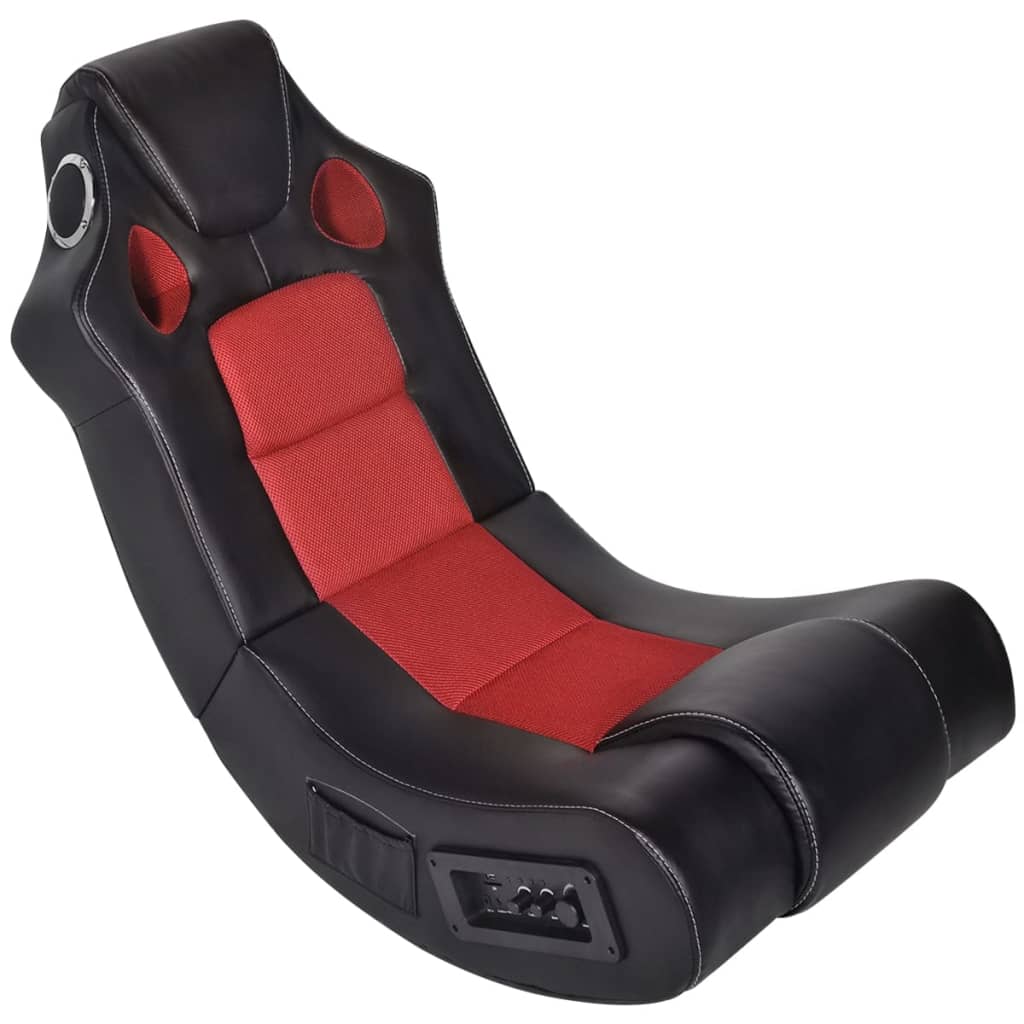 Fauteuil à bascule à enceinte Noir et rouge Similicuir Chaises de jeux vidaXL   