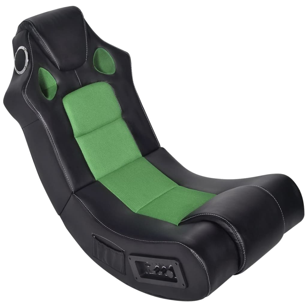 Fauteuil à bascule à enceinte Noir et vert Similicuir Chaises de jeux vidaXL   