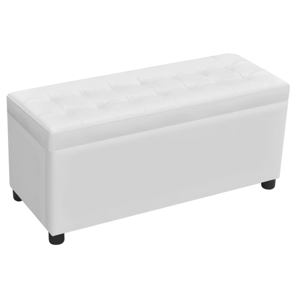 Pouf de rangement Cuir synthétique Blanc Bancs coffres vidaXL   