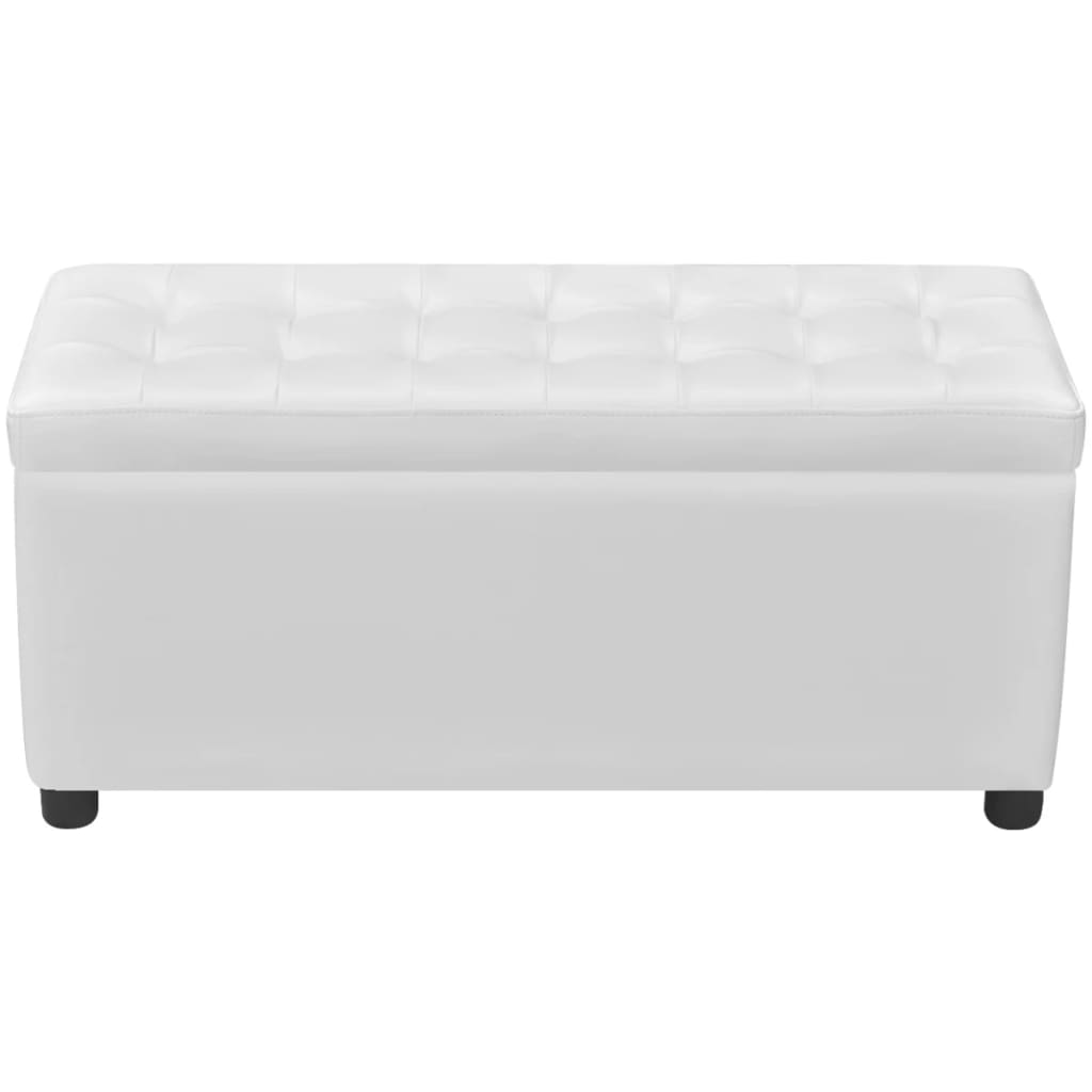 Pouf de rangement Cuir synthétique Blanc Bancs coffres vidaXL   